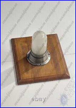 Nautical Antique Polish Salvage Aluminium Bulkhead Ceiling Lamp White Glass