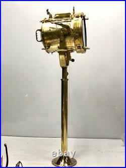 Nautical Antique Salvaged Navy Ship's Brass Rayen Search Spot light with Stand