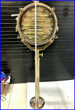 Nautical Antique Salvaged Navy Ship's Brass Rayen Search Spot light with Stand