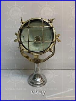 Nautical Antique Solid Brass Search Light Table Spot Lamp With Aluminium stand