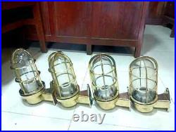 Nautical Antique Vintage Marine Ship Passageway Brass Bulkhead Wall Light 4 Pcs