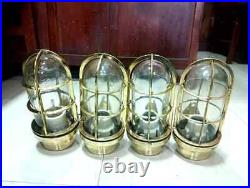 Nautical Antique Vintage Marine Ship Passageway Brass Bulkhead Wall Light 4 Pcs