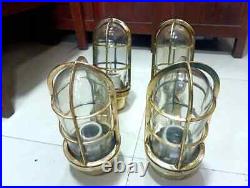 Nautical Antique Vintage Marine Ship Passageway Brass Bulkhead Wall Light 4 Pcs