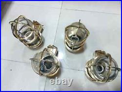 Nautical Antique Vintage Marine Ship Passageway Brass Bulkhead Wall Light 4 Pcs