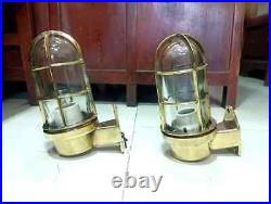 Nautical Antique Vintage Marine Ship Passageway Brass Bulkhead Wall Light 4 Pcs