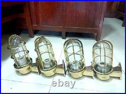 Nautical Antique Vintage Marine Ship Passageway Brass Bulkhead Wall Light 4PCS