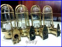 Nautical Antique Vintage Marine Ship Passageway Brass Bulkhead Wall Light 4PCS