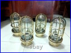 Nautical Antique Vintage Marine Ship Passageway Brass Bulkhead Wall Light 4PCS