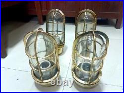 Nautical Antique Vintage Marine Ship Passageway Brass Bulkhead Wall Light 4PCS