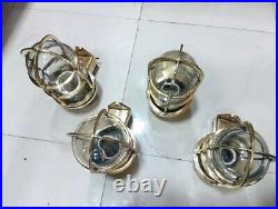 Nautical Antique Vintage Marine Ship Passageway Brass Bulkhead Wall Light 4PCS