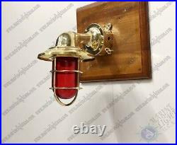 Nautical Antique Vintage Style Brass Wall Light with Junction Box Red Glass