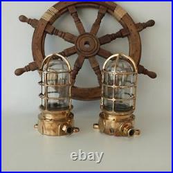 Nautical Brass PAULUHN Piling Dock Bulkhead Light Set Of 2 Pices