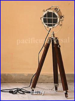 Nautical Decorative Floor Lamp with Adjustable Tripod Stand Vintage Spot Light