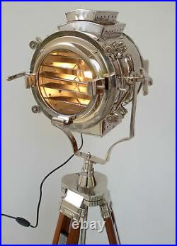 Nautical Hollywood floor Searchlight Lamp Theater Spot Light With Wooden Tripod