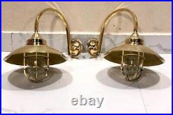 Nautical Interior Decoration Vintage Style Brass Bulkhead Wall Mount Light Set 2