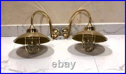 Nautical Interior Decoration Vintage Style Brass Bulkhead Wall Mount Light Set 2