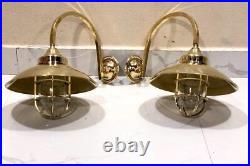 Nautical Interior Decoration Vintage Style Brass Bulkhead Wall Mount Light Set 2