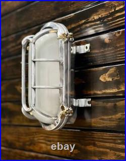 Nautical Marine Aluminum Wall Passageway Ship Antique Light with white glass