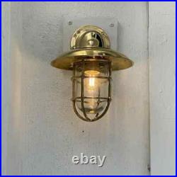 Nautical Marine Brass Passage Bulkhead Wall Vintage Light With Brass Shade