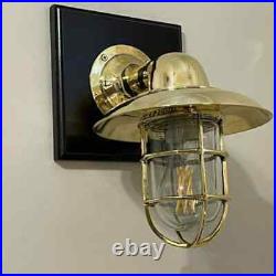 Nautical Marine Brass Passage Bulkhead Wall Vintage Light With Brass Shade