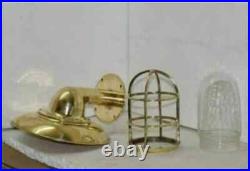 Nautical Marine Brass Passage Bulkhead Wall Vintage Light With Brass Shade