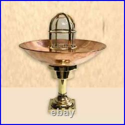 Nautical Marine Bulkhead Light Antique Brass Ceiling Fixture With Copper Shade