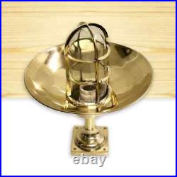 Nautical Marine Bulkhead Light Antique Brass Ceiling Mount Fixture With Shade