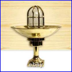 Nautical Marine Bulkhead Light Antique Brass Ceiling Mount Fixture With Shade