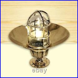 Nautical Marine Bulkhead Light Antique Brass Ceiling Vintage Fixture With Shade