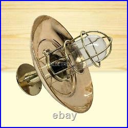 Nautical Marine Bulkhead Light Antique Brass Retro Ceiling Fixture With Shade