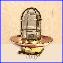 Nautical Marine Light Brass With Copper Shade Vintage Style Ship Antique Light