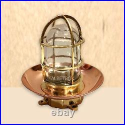 Nautical Marine Light Brass With Copper Shade Vintage Style Ship Antique Light