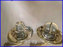 Nautical Marine Swan Brass Wiska Wall Light with Brass Shade Set of 2