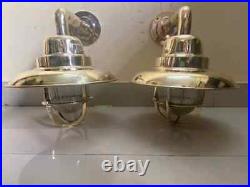 Nautical Marine Swan Brass Wiska Wall Light with Brass Shade Set of 2