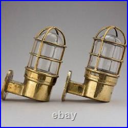 Nautical Marine USA Pattern Bronze Ship Passageway Wall Light Set of 2 Pcs