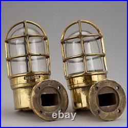 Nautical Marine USA Pattern Bronze Ship Passageway Wall Light Set of 2 Pcs