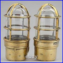 Nautical Marine USA Pattern Bronze Ship Passageway Wall Light Set of 2 Pcs