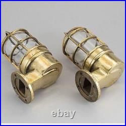 Nautical Marine USA Pattern Bronze Ship Passageway Wall Light Set of 2 Pcs