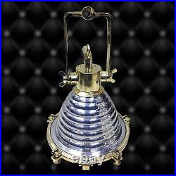 Nautical Marine Vintage Aluminum & Brass Hanging Cargo Light