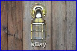 Nautical Marine Wall Light Vintage Retro Cage Bulkhead Old Brass Ship Lamp
