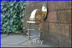 Nautical Marine Wall Light Vintage Retro Cage Bulkhead Old Brass Ship Lamp