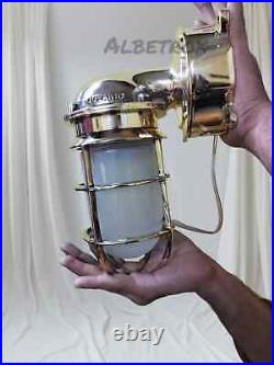 Nautical New Marine Brass Wall Sconce Oceanic Ship Light With Frosted Glass