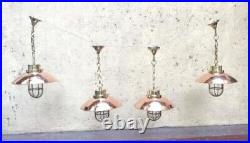 Nautical New Vintage Style Hanging Bulkhead Brass Light With Copper Shade 4PCS