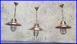 Nautical New Vintage Style Hanging Bulkhead Brass Light With Copper Shade 4PCS