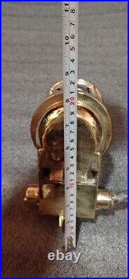 Nautical Old Antique Ship Brass Passageway Bulkhead Light With Blue Glass