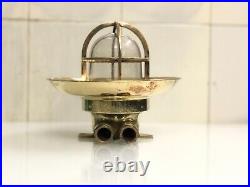 Nautical Original Brass Ceiling Mount Vintage Wiska Bulkhead Light with Shade