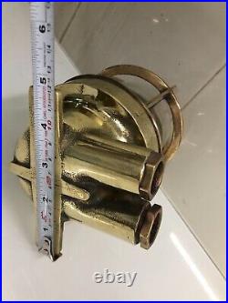 Nautical Original Brass Ceiling Mount Vintage Wiska Bulkhead Light with Shade