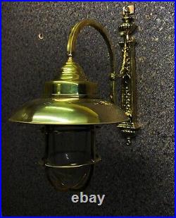 Nautical Sconce Solid Brass Wall Passageway Outdoor Lighting With Rainy Shade
