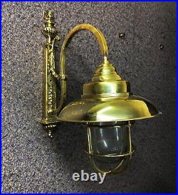 Nautical Sconce Solid Brass Wall Passageway Outdoor Lighting With Rainy Shade