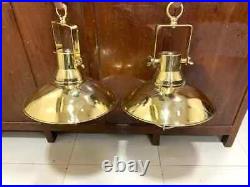 Nautical Ship Marine New Solid Brass Hanging Cargo Pendant Light & shade 2 pcs